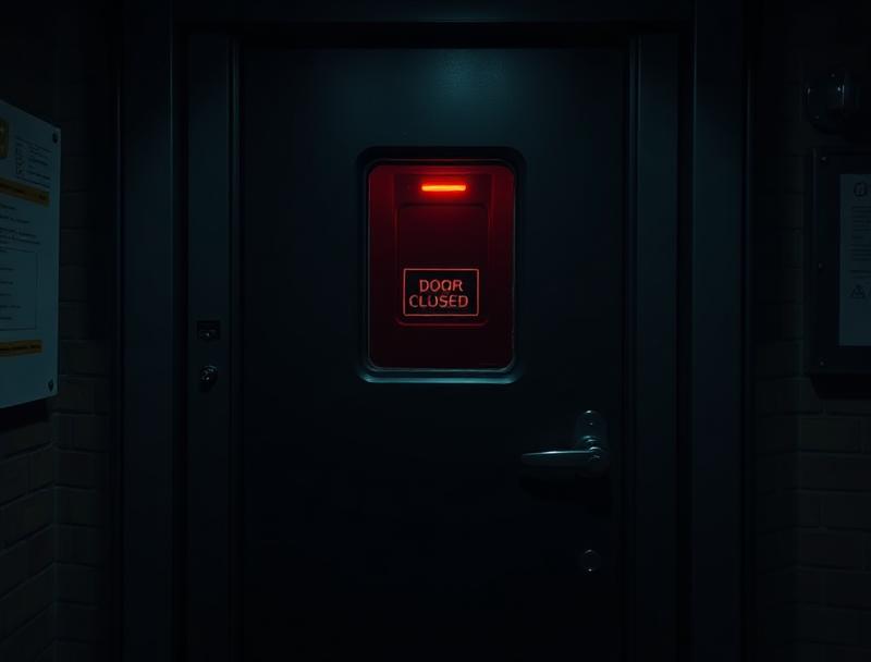 Security office door — close the door to stay safe